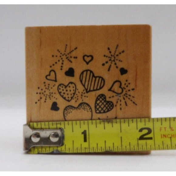 Stamp Wooden Hearts Embossing Arts @484D ©1989 2" x 2" - Picture 3 of 4